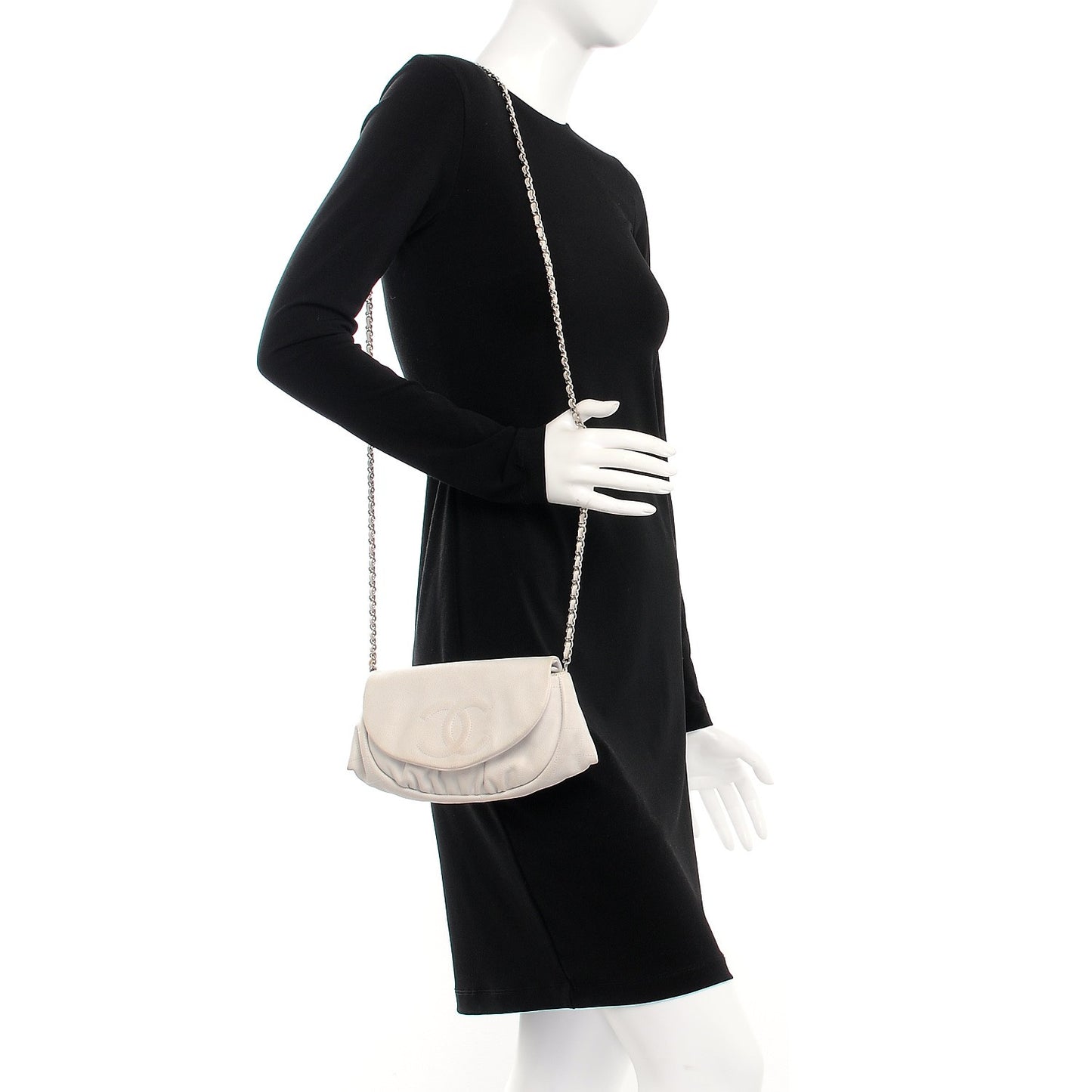 Caviar Half Moon Wallet On Chain WOC White