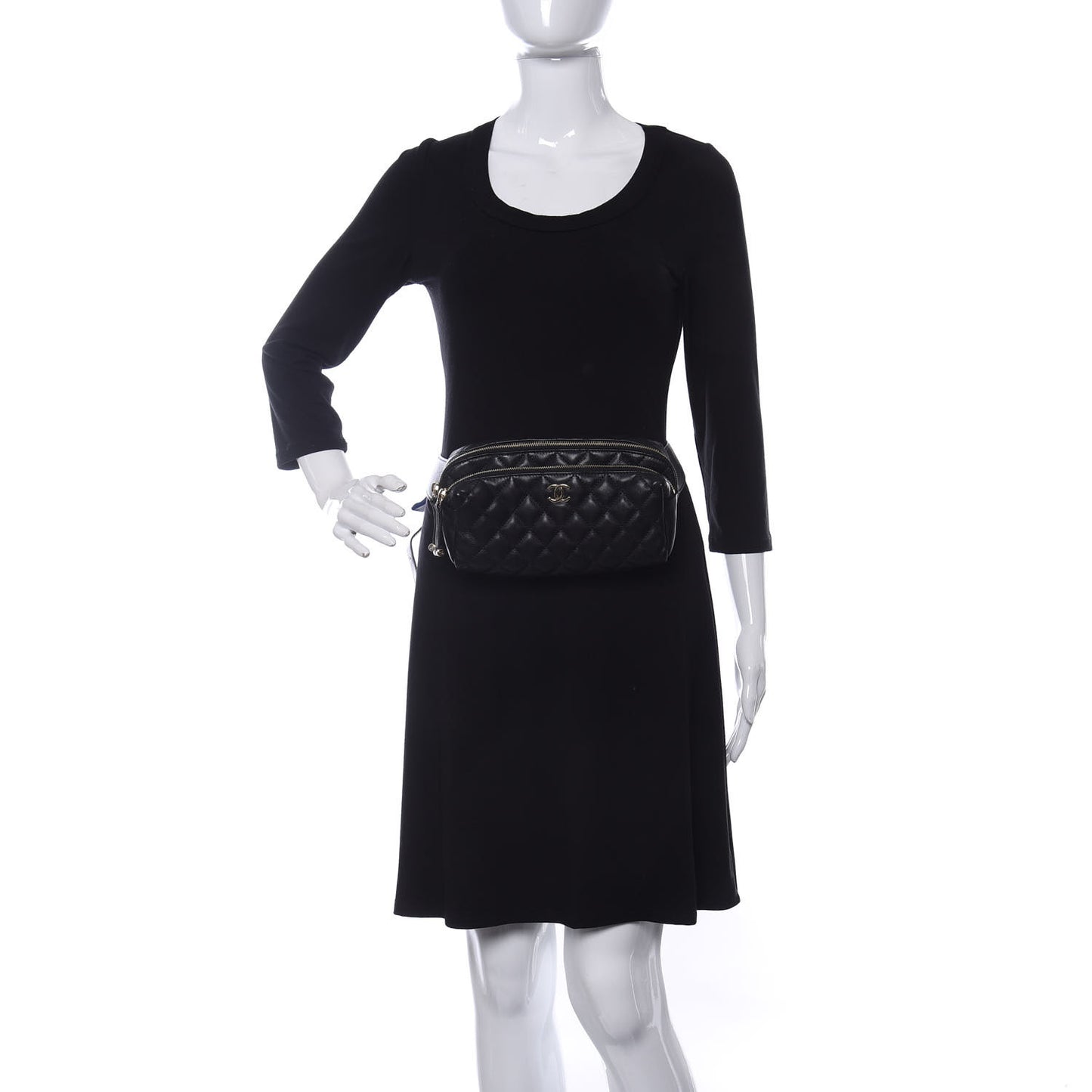 Calfskin Quilted Waist Bag Black