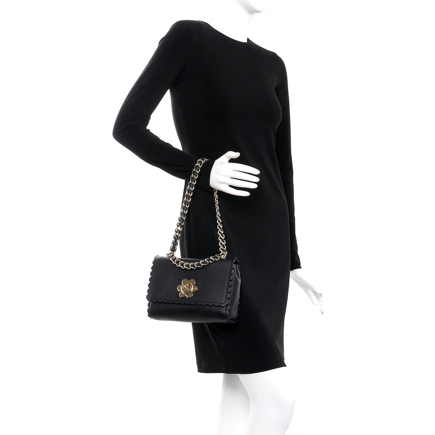 Classic Calfskin Flower Cecily Flap Black