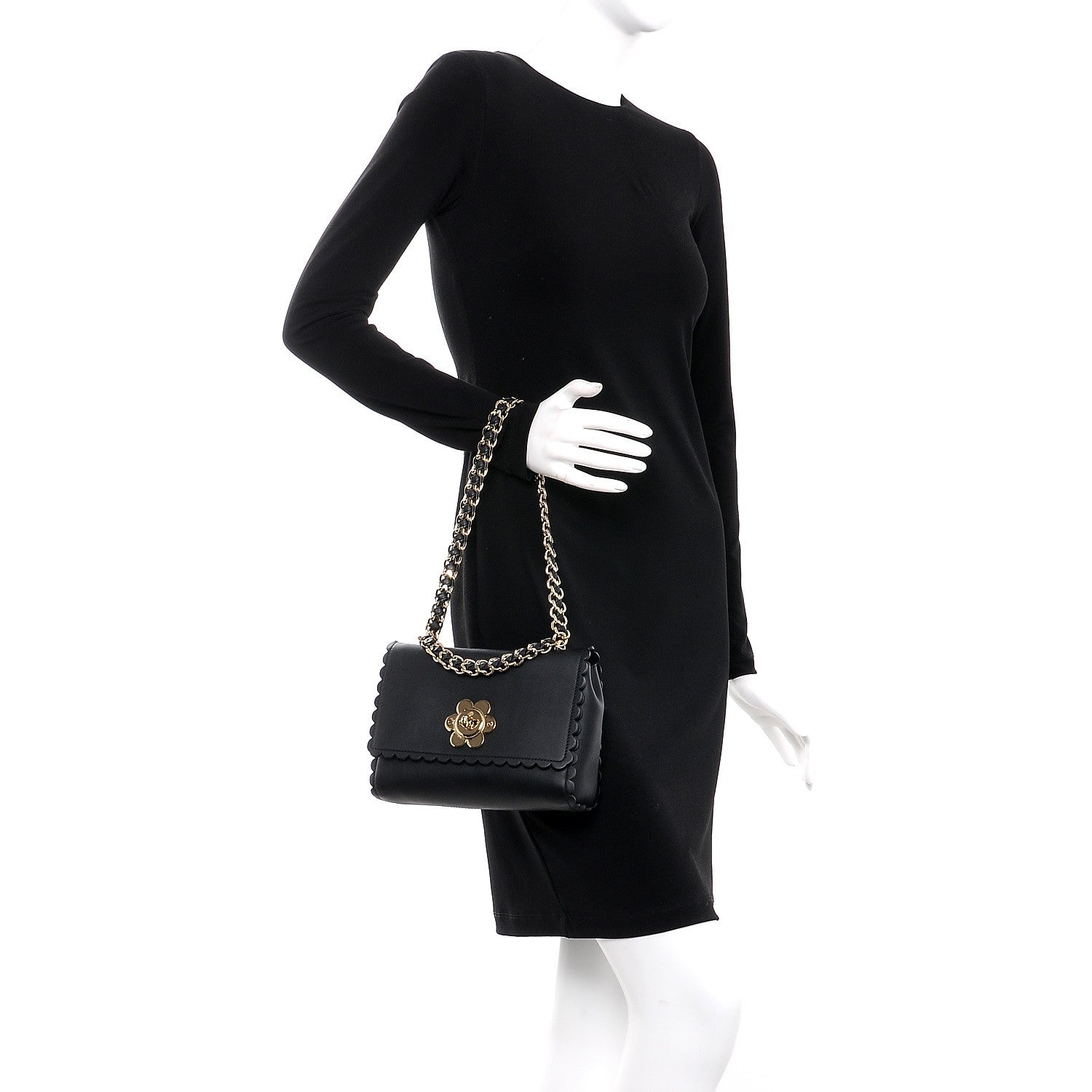 Mulberry Classic Calfskin Flower Cecily Flap Black 2 of 8