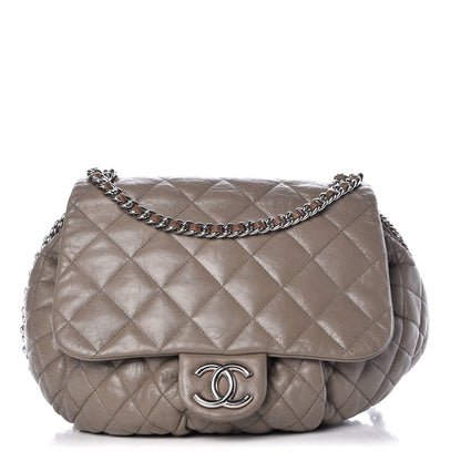 Chanel Washed Lambskin Quilted Large Chain Around Messenger Taupe 1 of 12