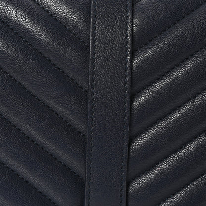 Saint Laurent Sheepskin Matelasse Chevron Monogram Large College Satchel Deep Marine 7 of 9