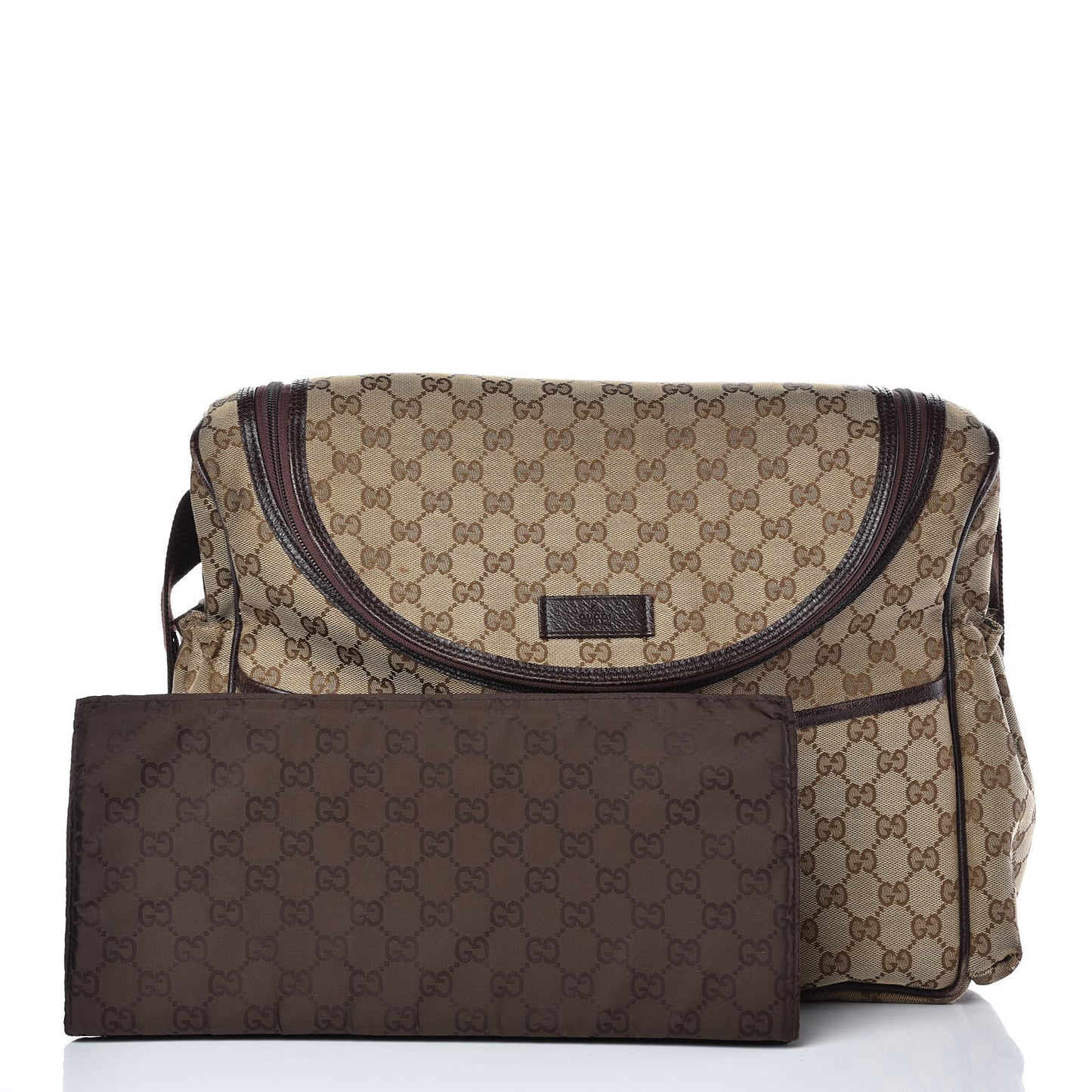 Monogram Natural Pigskin Large Diaper Bag Beige Ebony Cocoa Dark Chocolate