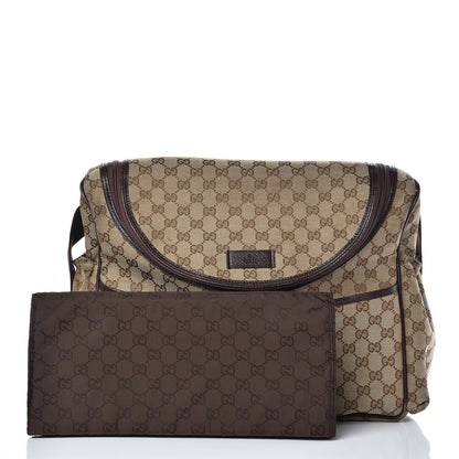 Gucci Monogram Natural Pigskin Large Diaper Bag Beige Ebony Cocoa Dark Chocolate 16 of 18