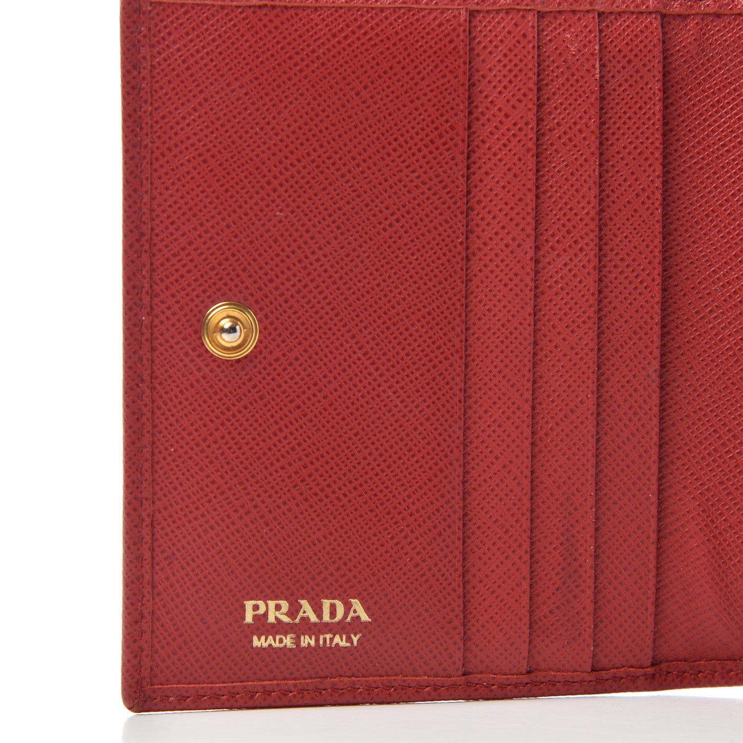 Prada Saffiano Metal Compact Snap Bi-Fold Wallet Fuoco 6 of 6