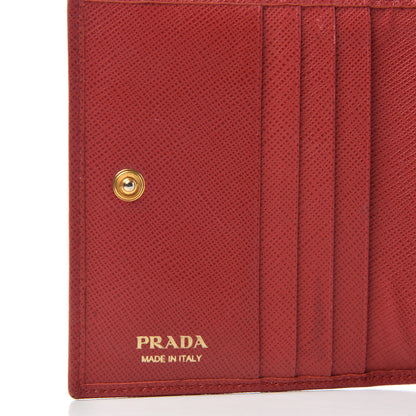 Prada Saffiano Metal Compact Snap Bi-Fold Wallet Fuoco 6 of 6