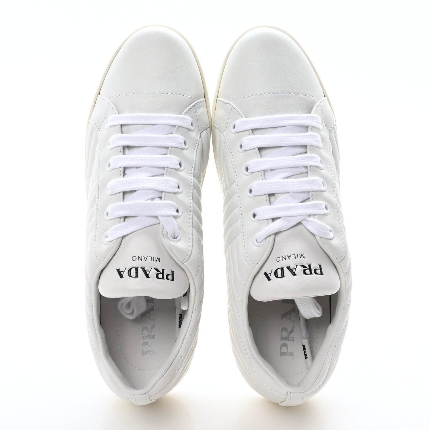 Prada Nappa Diagramme Womens Low Top Sneakers 38.5 White 2 of 8