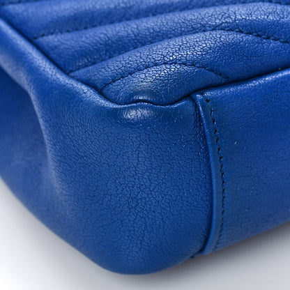Saint Laurent Sheepskin Matelasse Chevron Monogram Medium College Bag Royal Blue 8 of 9