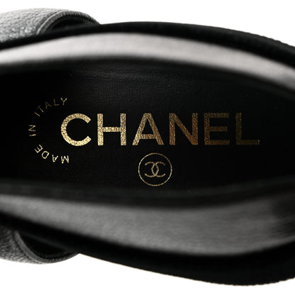 Chanel Goatskin Velvet Cap Toe CC Bow Cut Out Ankle Boots 41 Black 6 of 10