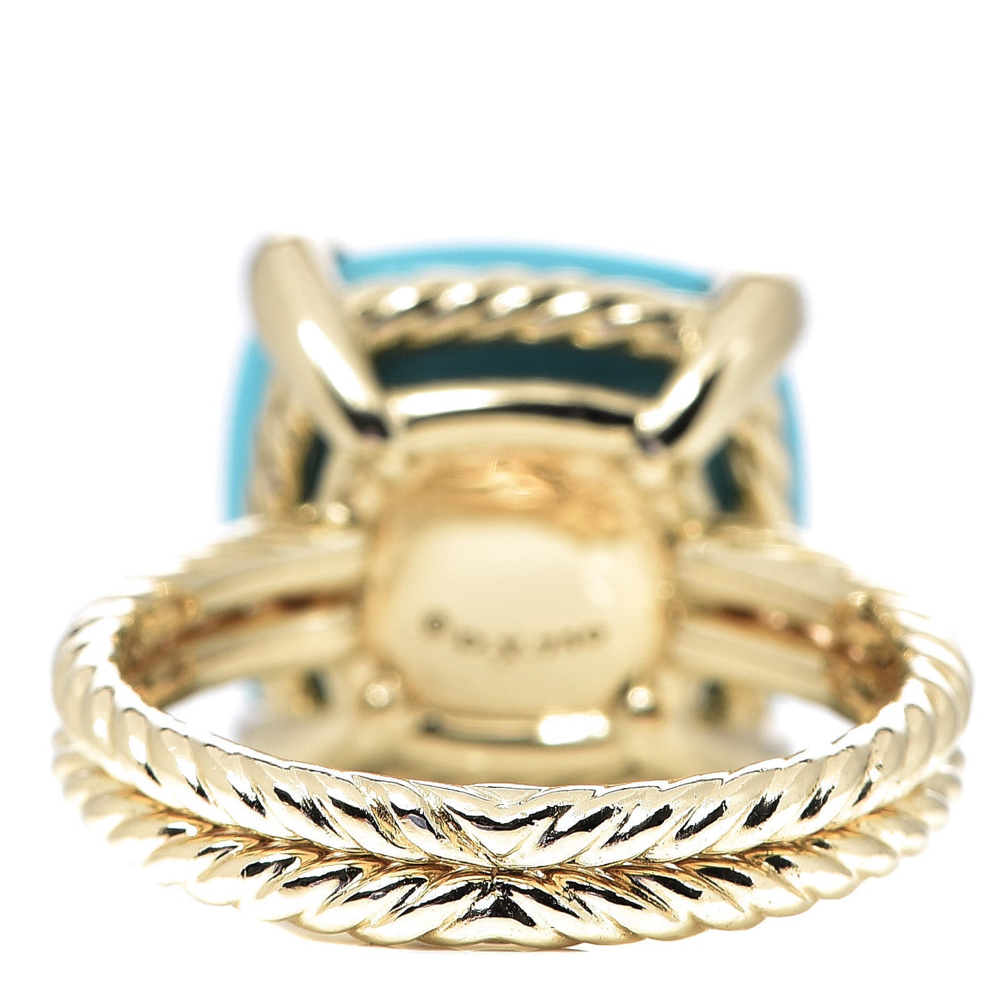18K Yellow Gold Diamond Turquoise 14mm Chatelaine Ring 54 7