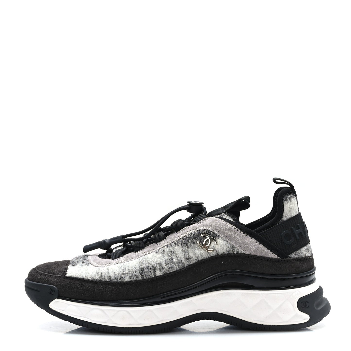 Fabric Suede Calfskin CC Sneakers 40 Gray