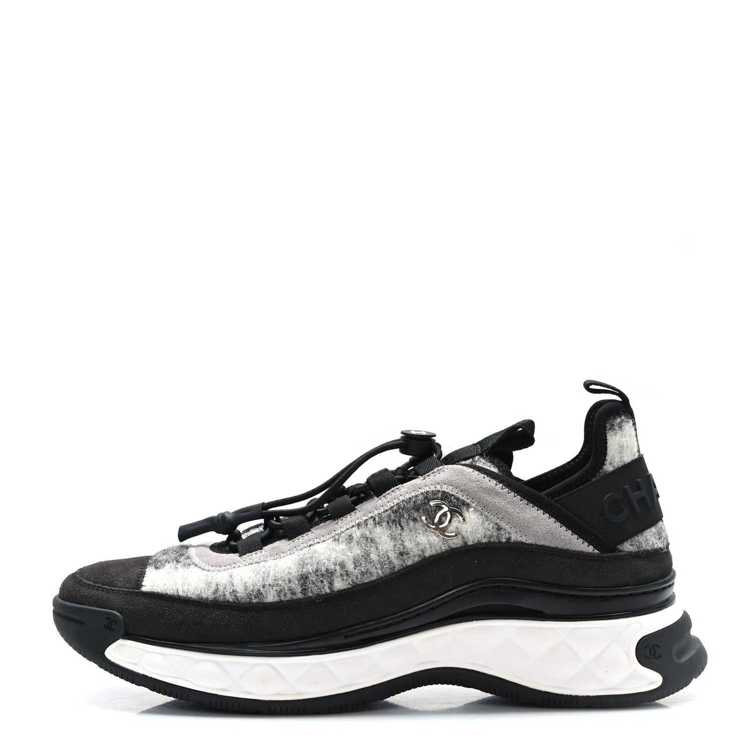 Chanel Fabric Suede Calfskin CC Sneakers 40 Gray 1 of 8