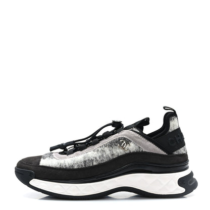 Chanel Fabric Suede Calfskin CC Sneakers 40 Gray 1 of 8