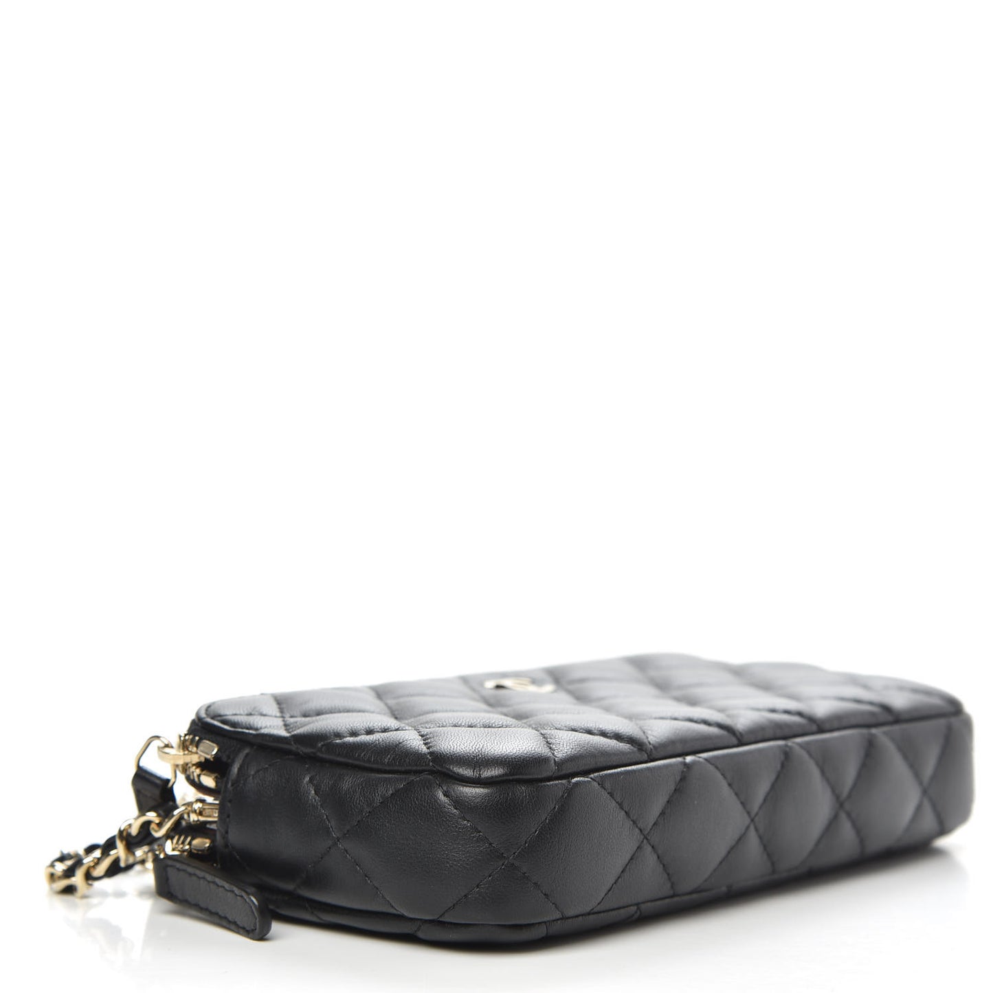 Lambskin Quilted Small Clutch With Chain Black