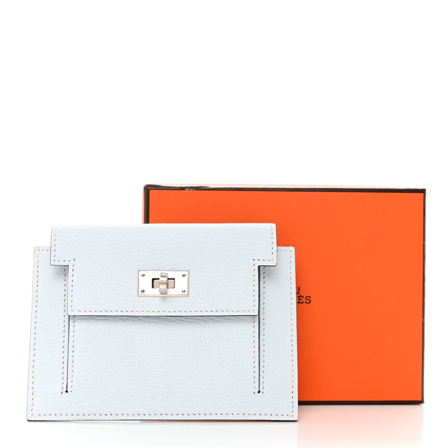 Chevre Mysore Kelly Pocket Compact Wallet Bleu Brume