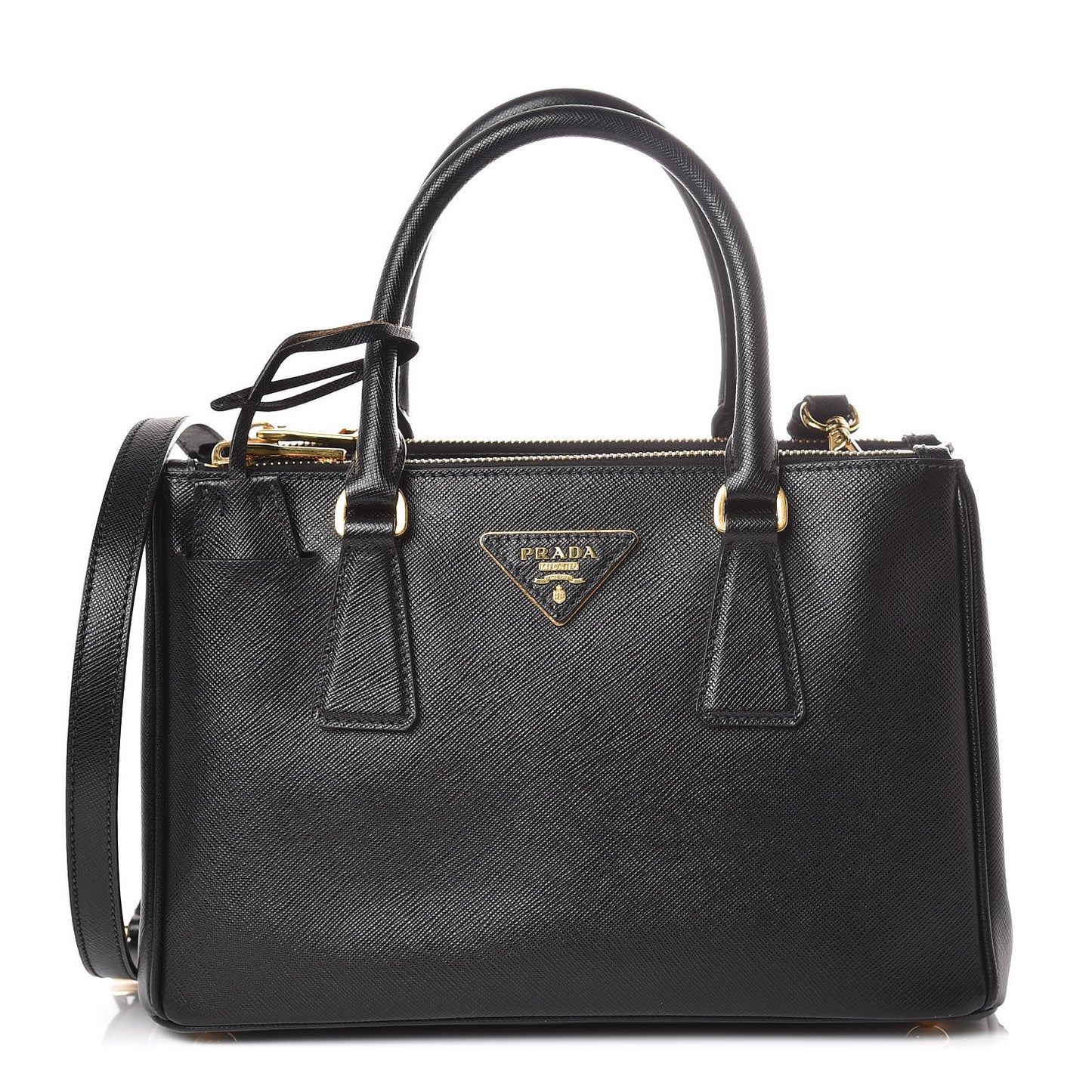 Saffiano Mini Galleria Double Zip Tote Black