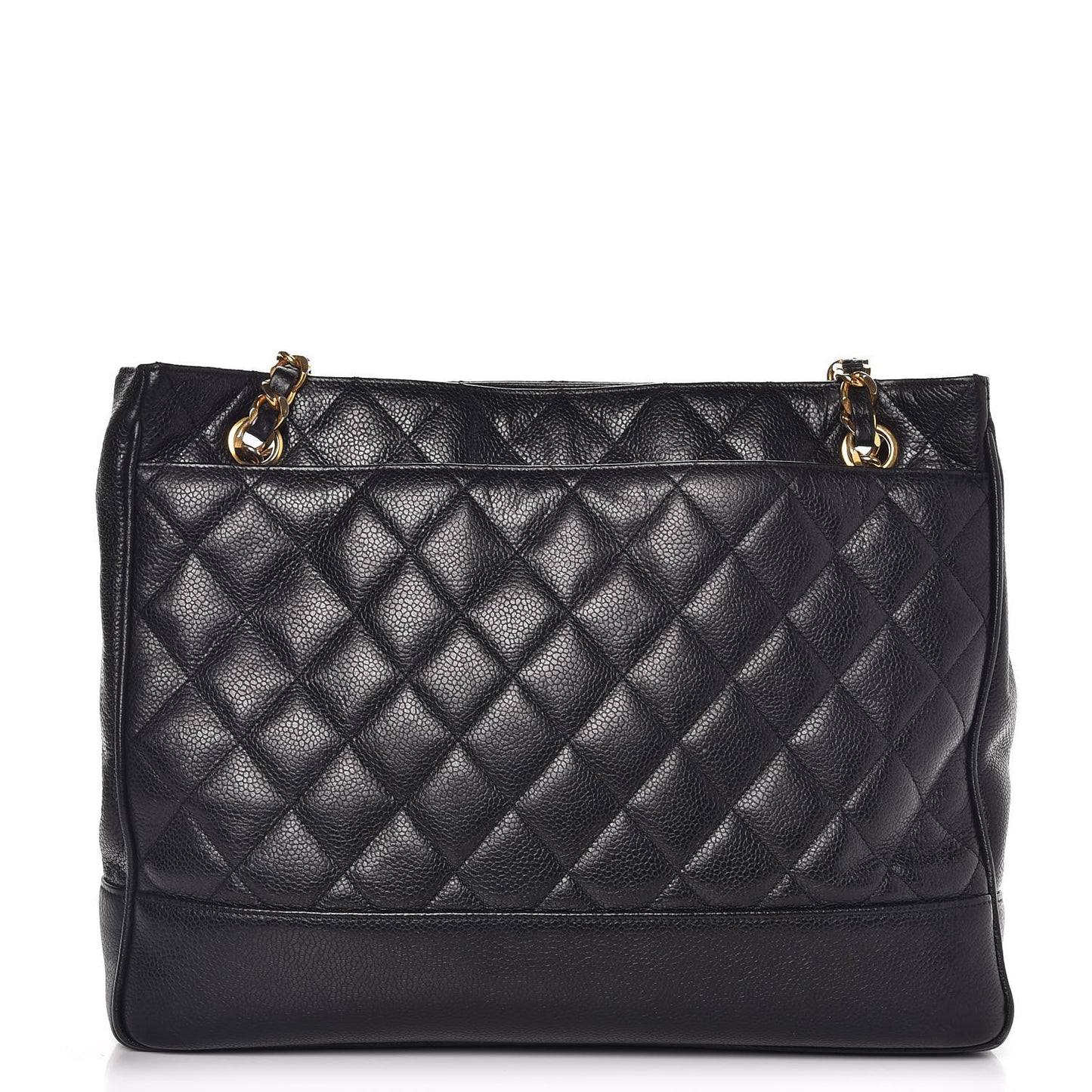Caviar Quilted Shopping Tote Black