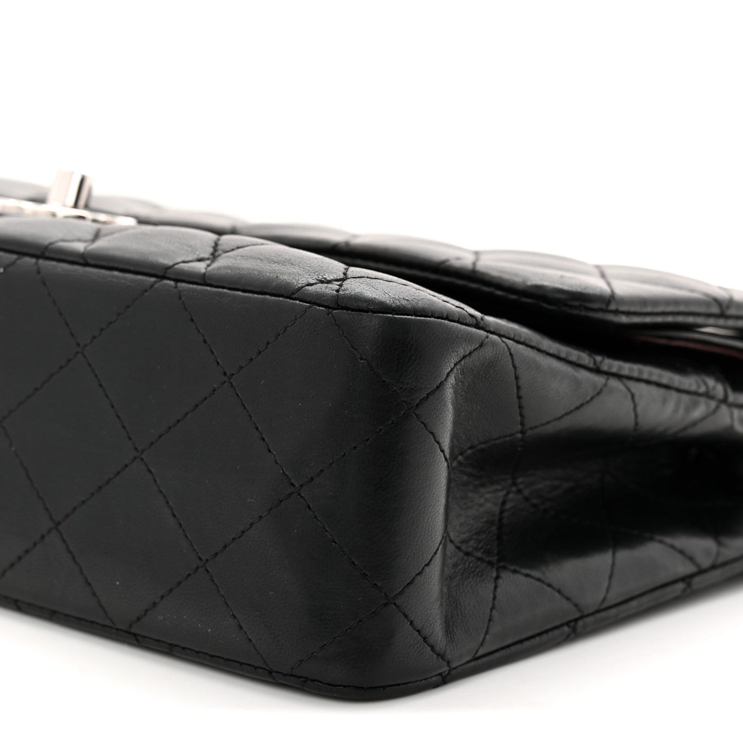 Lambskin Quilted Medium Double Flap Black