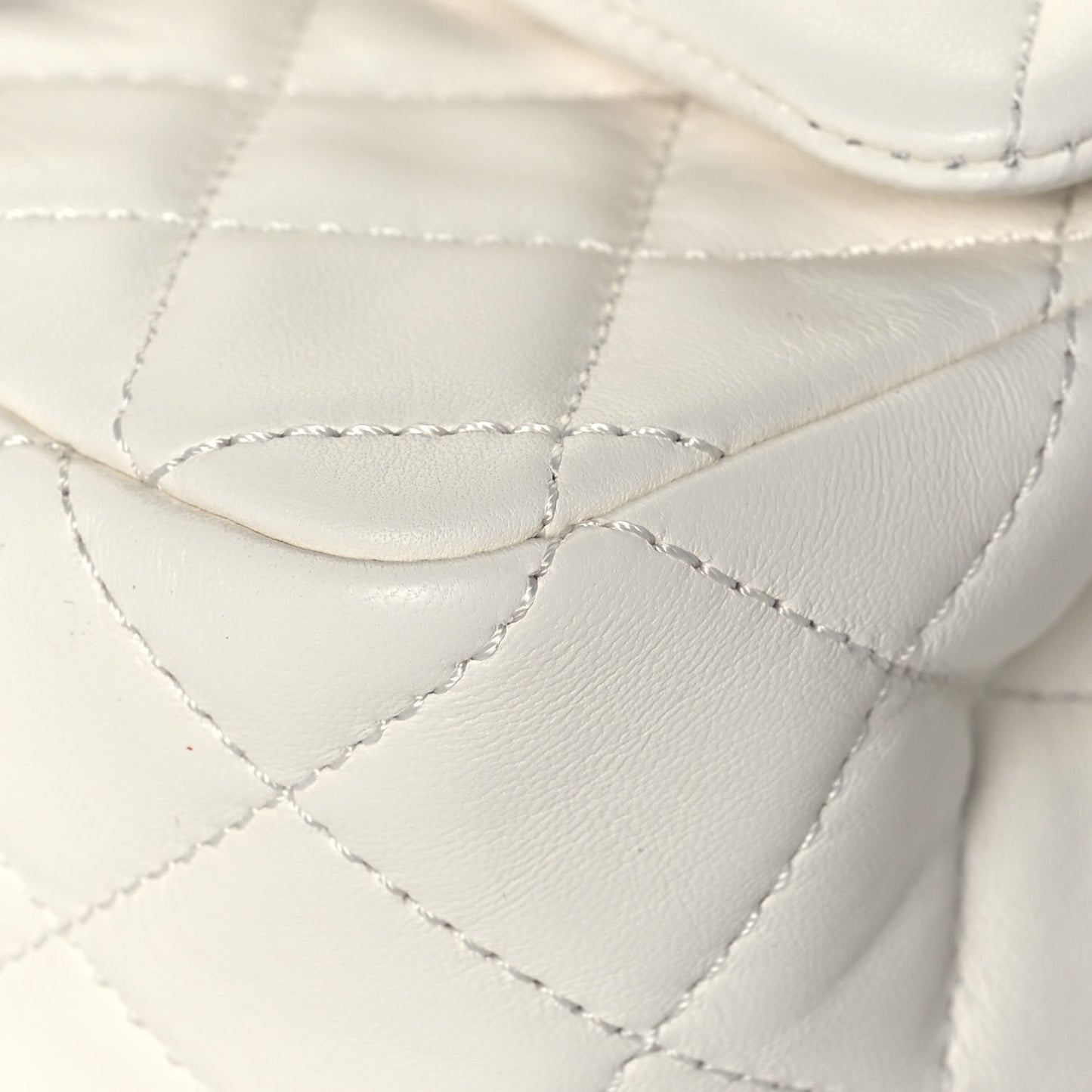 Lambskin Quilted Mini Rectangular Pearl Crush Flap White