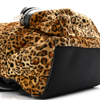 Saint Laurent Velvet Printed Leopard Classic Hunting Backpack Brown 8 of 13
