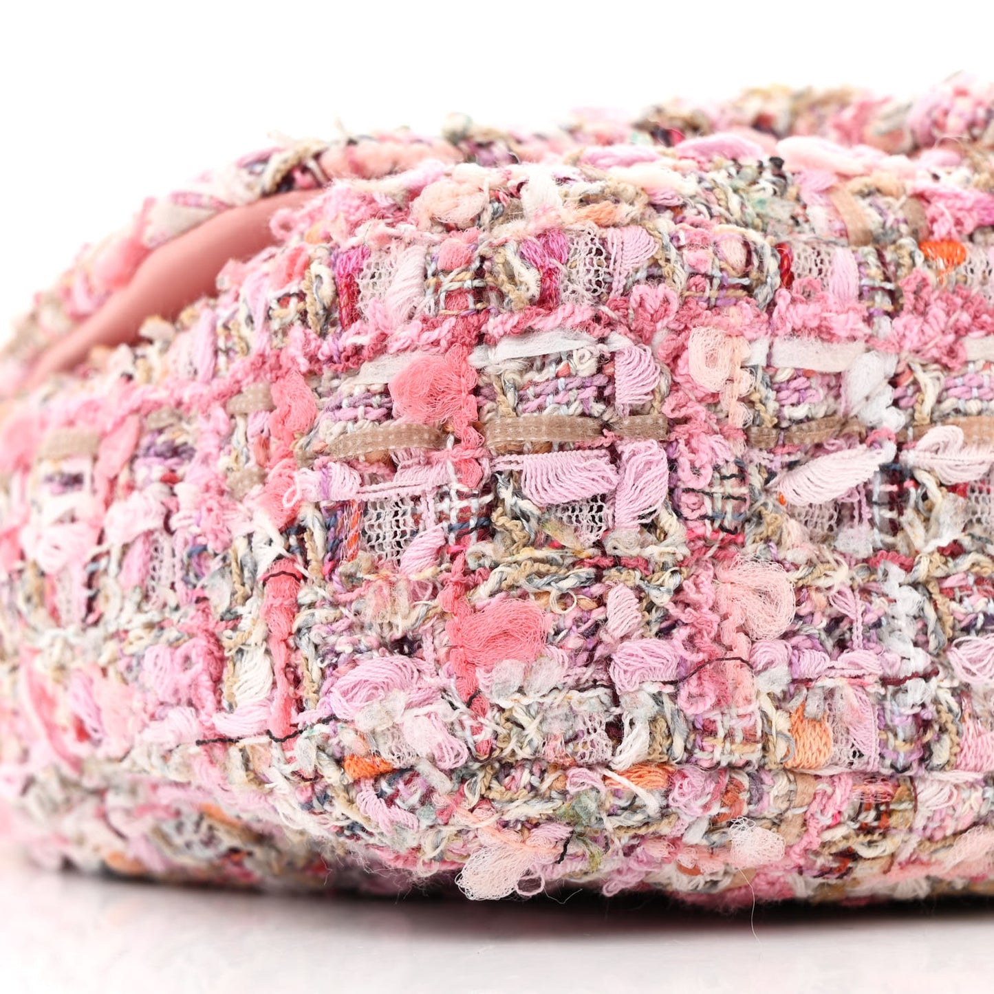 Tweed Mini Pearl Handle Flap Pink Beige Orange Ecru