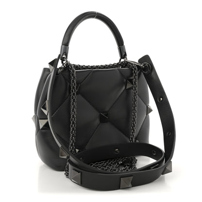 Valentino Garavani Nappa Monochrome Small Roman Stud The Handle Bag Black 3 of 9