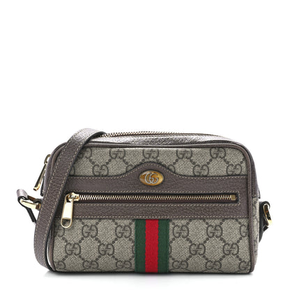 Gucci GG Supreme Monogram Web Mini Ophidia Shoulder Bag Brown 1 of 12