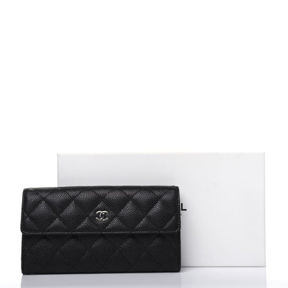Chanel Caviar Quilted Large Gusset Flap Wallet Black 14 of 14