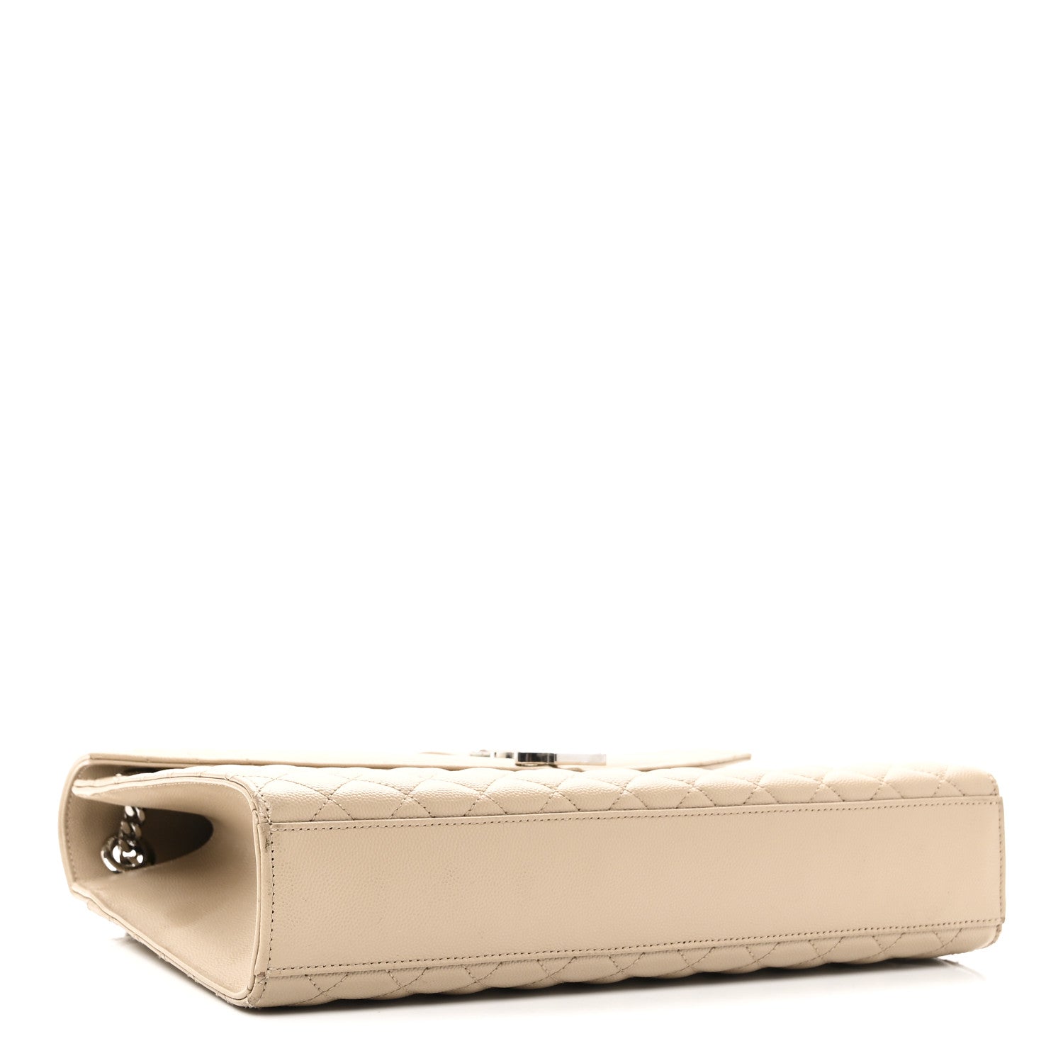 Saint Laurent Grain De Poudre Mixed Matelasse Large Triquilt Monogram Satchel Dark Beige 4 of 10
