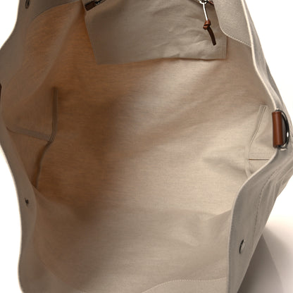 Saint Laurent Linen Calfskin Rive Gauche Maxi Tote Grege et Noir 5 of 12