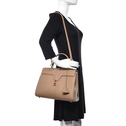 Celine Grained Calfskin Classique 16 Top Handle Bag Beige 2 of 11