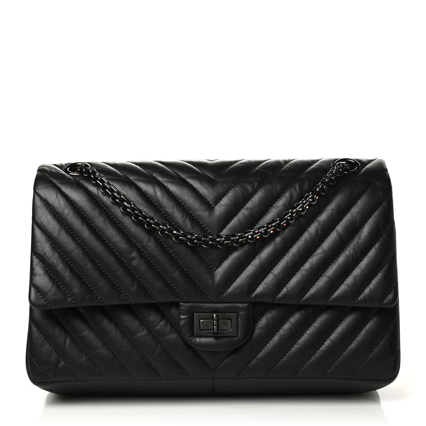 Aged Calfskin Chevron Quilted 2.55 Reissue 226 So Black