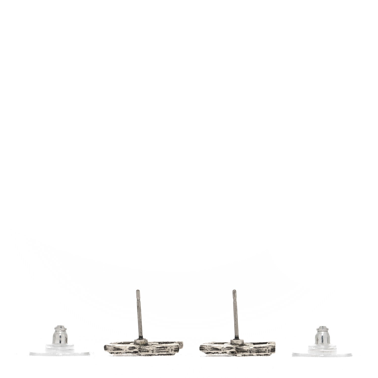 Chanel Crystal Royal Flush CC Stud Earrings Silver 3 of 4