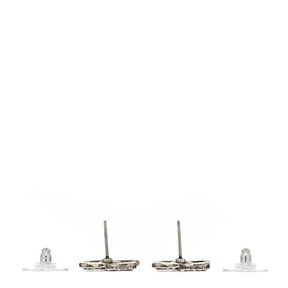 Chanel Crystal Royal Flush CC Stud Earrings Silver 3 of 4