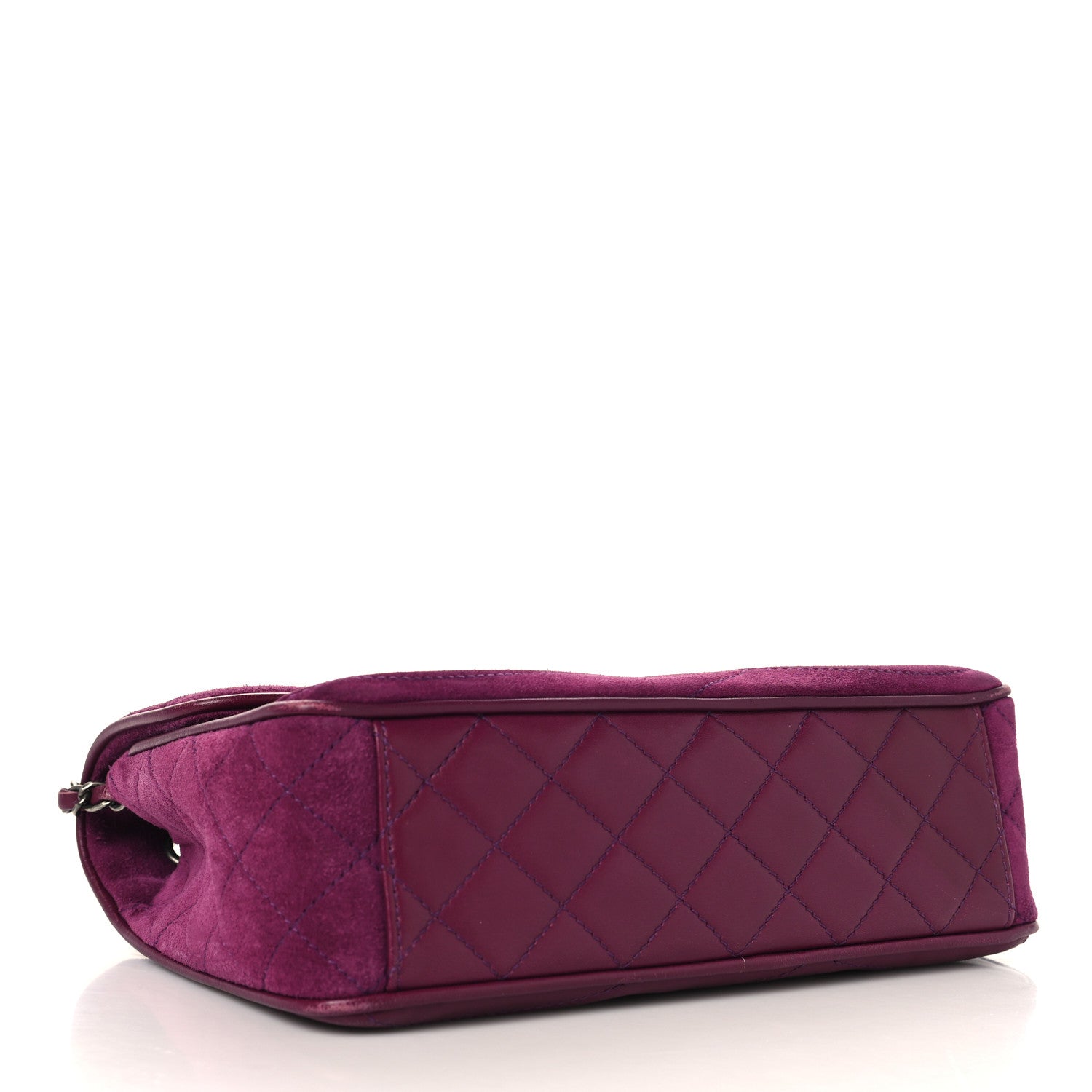 Chanel Suede Lambskin Scallop Quilted Medium Pagoda Flap Purple 4 of 12