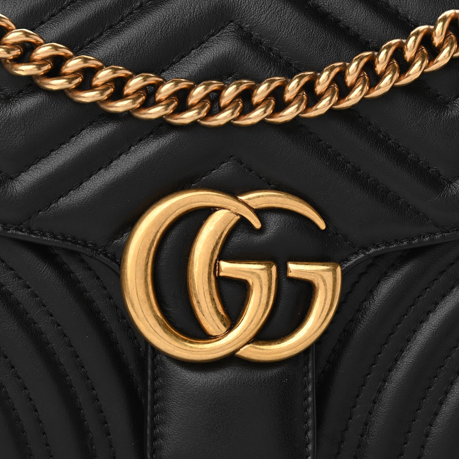 Gucci Calfskin Matelasse Small GG Marmont Shoulder Bag Black 10 of 10