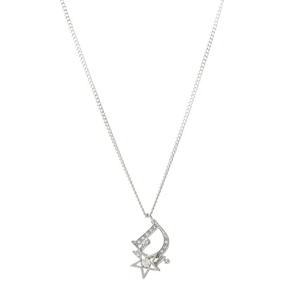 Christian Dior Crystal Logo Star Necklace Silver 1 of 6