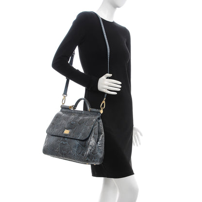Dolce & Gabbana Python Large Miss Sicily Satchel Blue 2 of 12