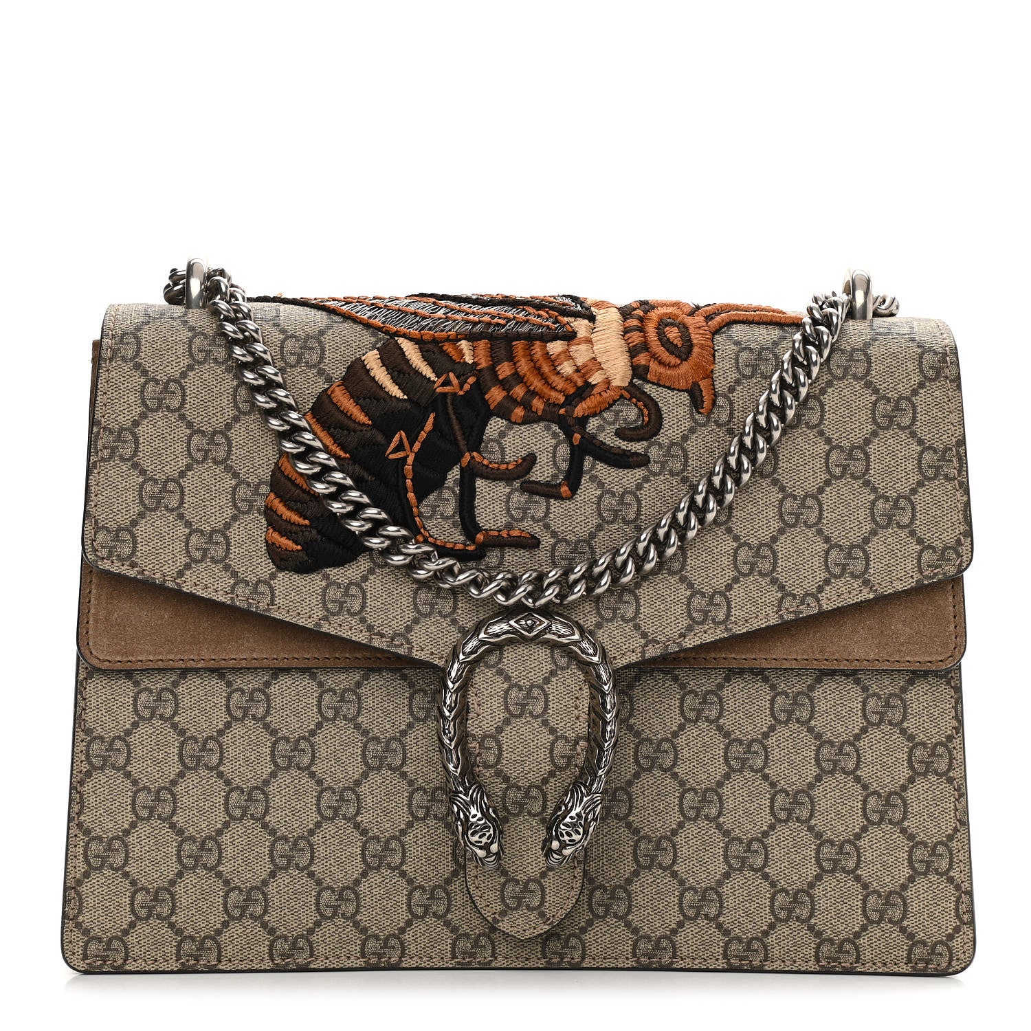 Gucci GG Supreme Monogram Bee Embroidered Medium Dionysus Shoulder Bag Taupe 1 of 13