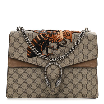 Gucci GG Supreme Monogram Bee Embroidered Medium Dionysus Shoulder Bag Taupe 1 of 13