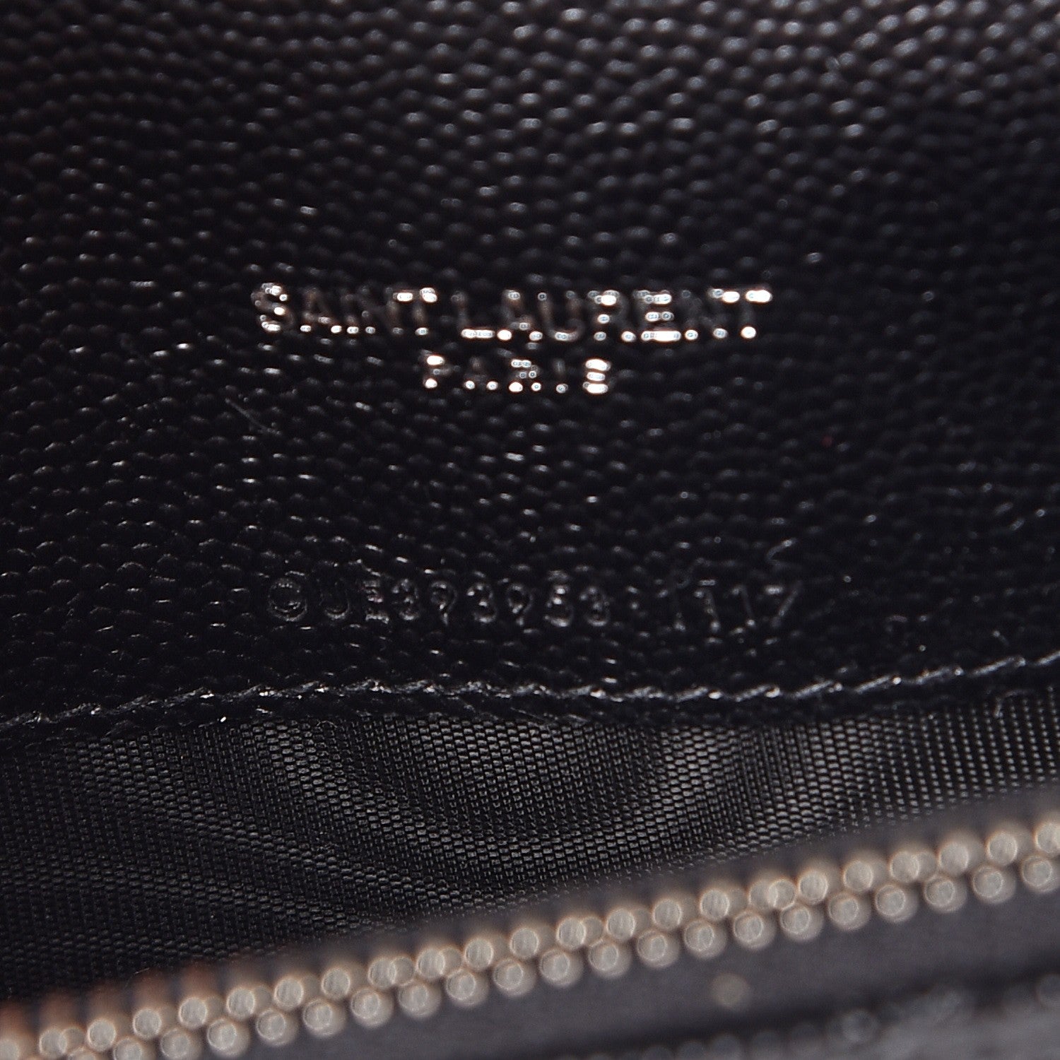 Saint Laurent Grain De Poudre Matelasse Chevron Monogram Envelope Chain Wallet Black 7 of 8