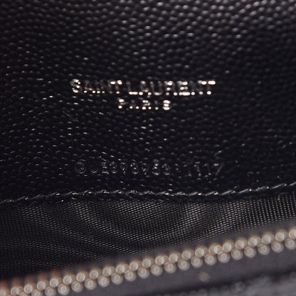 Saint Laurent Grain De Poudre Matelasse Chevron Monogram Envelope Chain Wallet Black 7 of 8