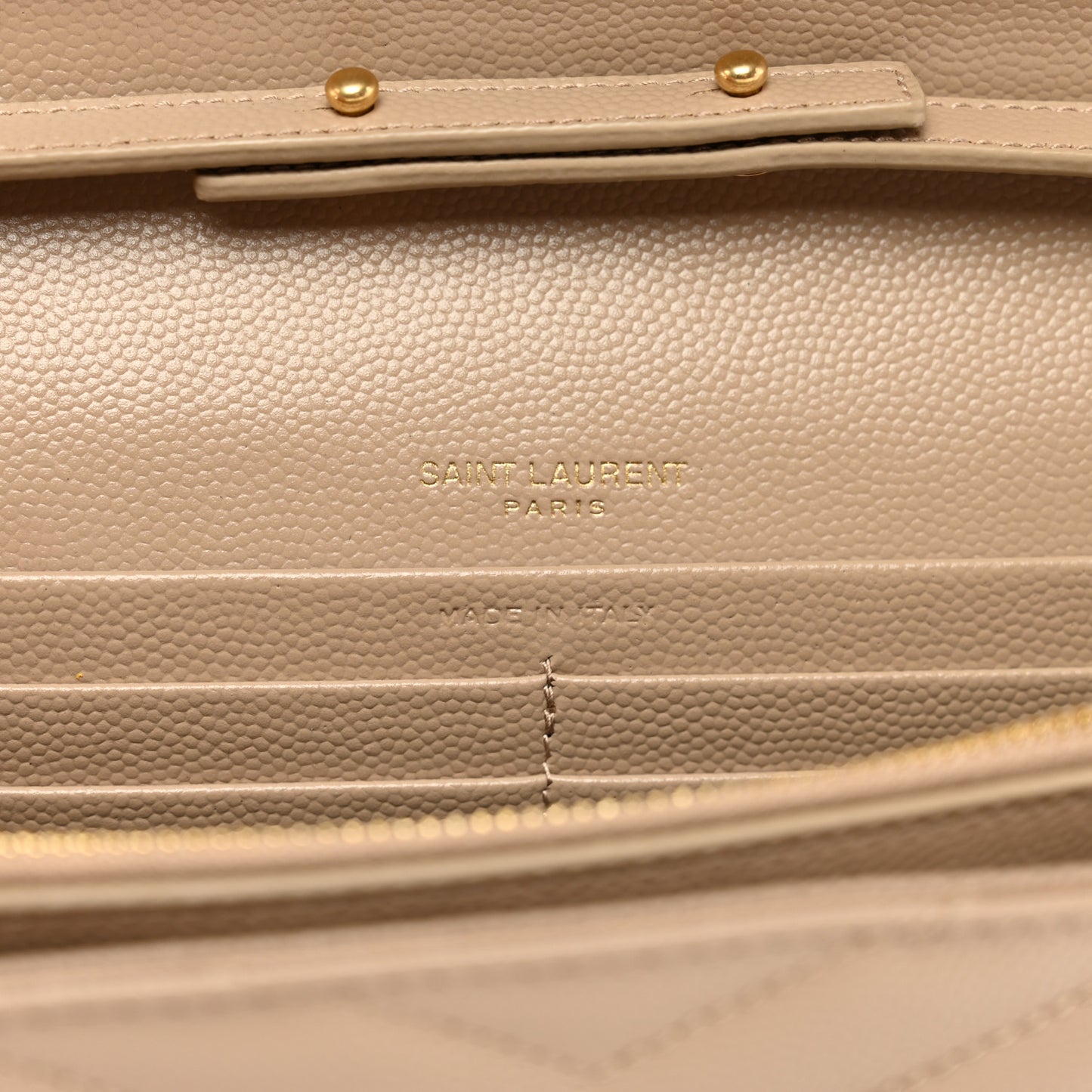 Grain De Poudre Matelasse Chevron Monogram Chain Wallet Dark Beige