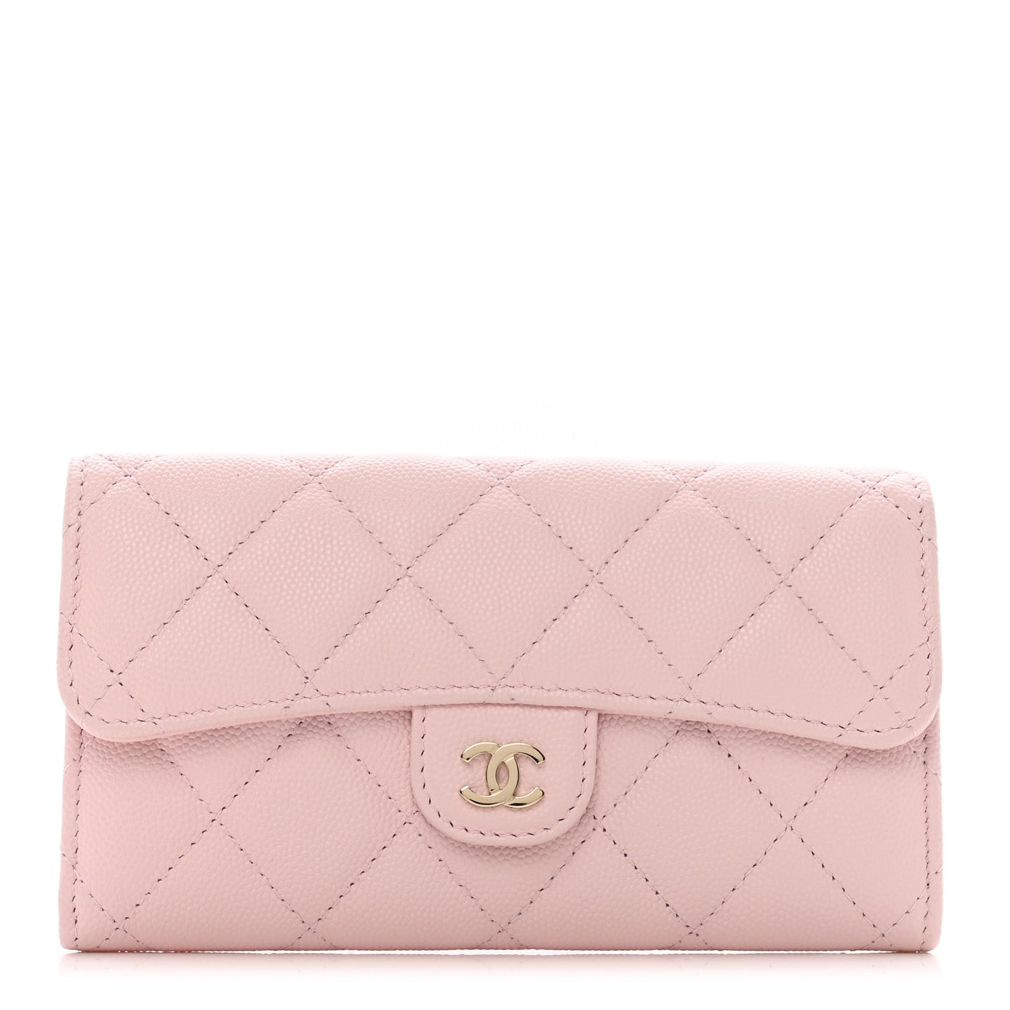 Caviar Quilted Medium Flap Wallet Light Pink