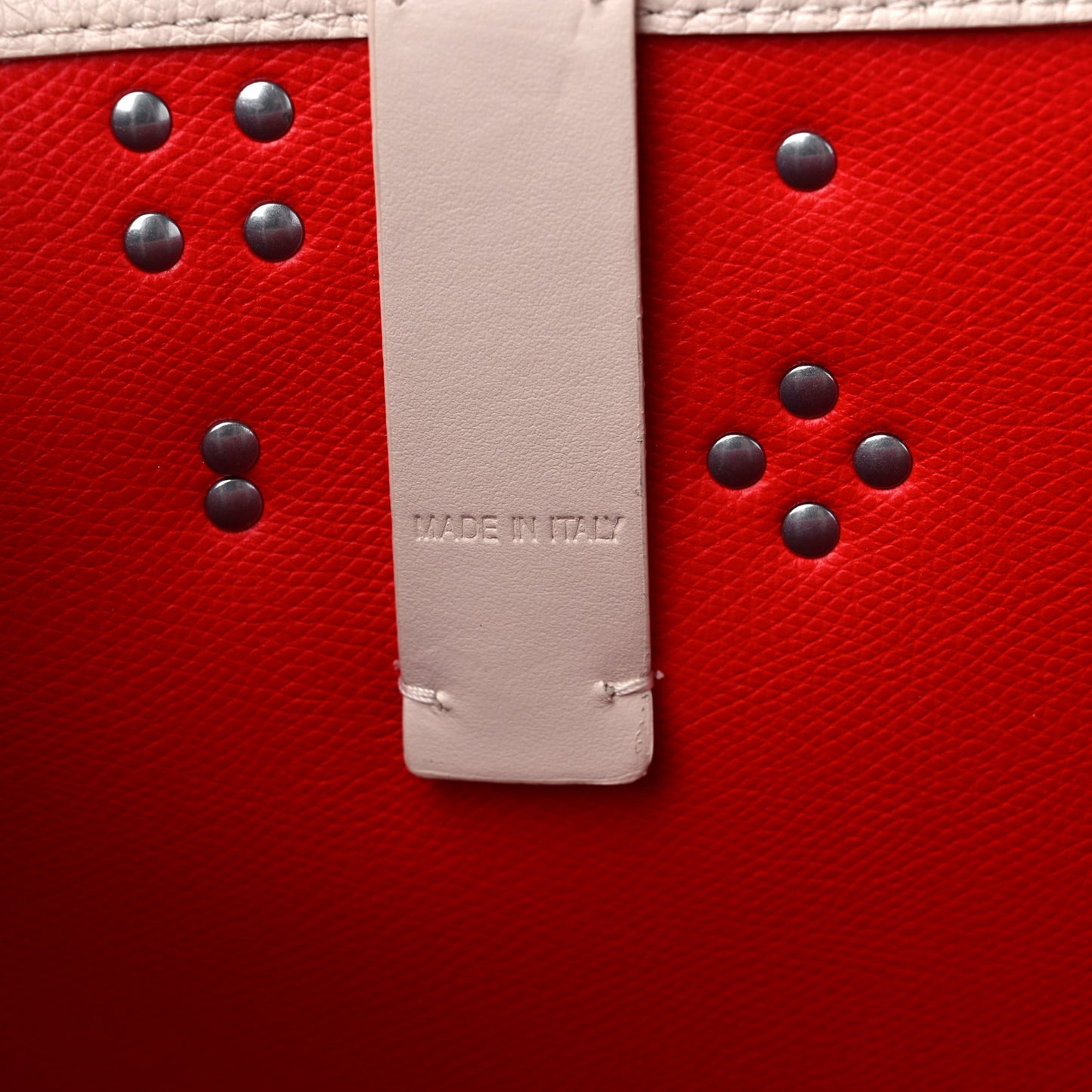 Calfskin Empire Spike Studded East West Cabata Tote Leche