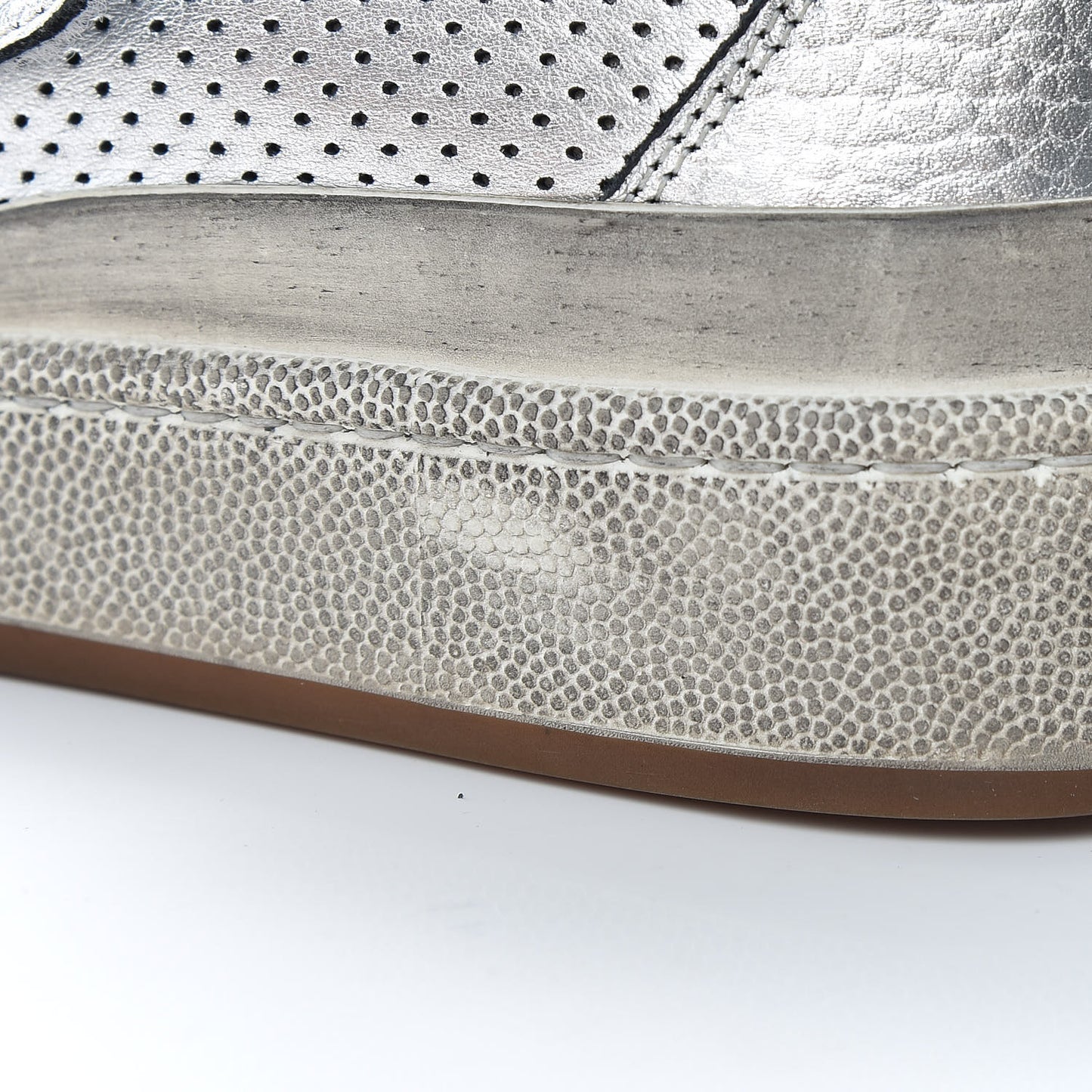 Calfskin Perforated Womens SL24 Sneakers 38 Argento