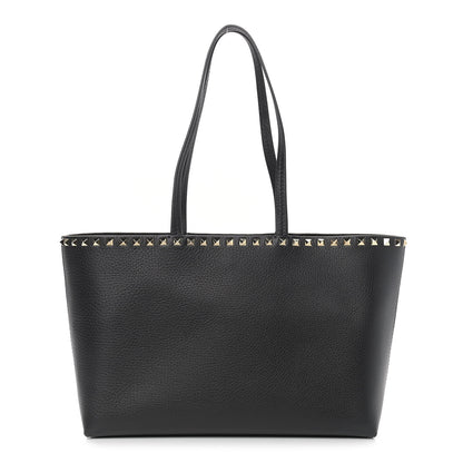 Valentino Garavani Grained Calfskin Small Rockstud Shoulder Tote Black 1 of 8