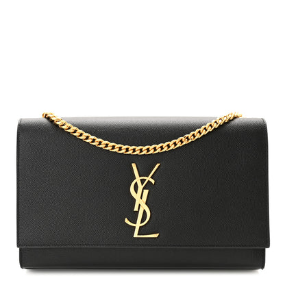 Saint Laurent Grain De Poudre Medium Classic Monogram Kate Satchel Black 1 of 9