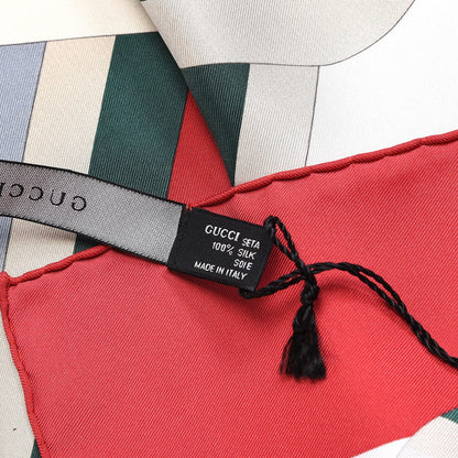 Gucci Silk Web Scarf Red Green 5 of 6