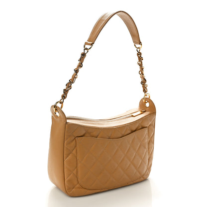 Chanel Caviar Quilted Hobo Beige 3 of 10